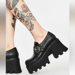 Current Mood Shoes Women 8 Black Platform Chunky 90s Y2K Grunge Goth